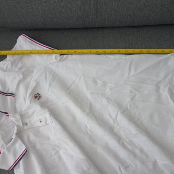 Moncler White 100% Cotton Polo Size L - Picture 9 of 13